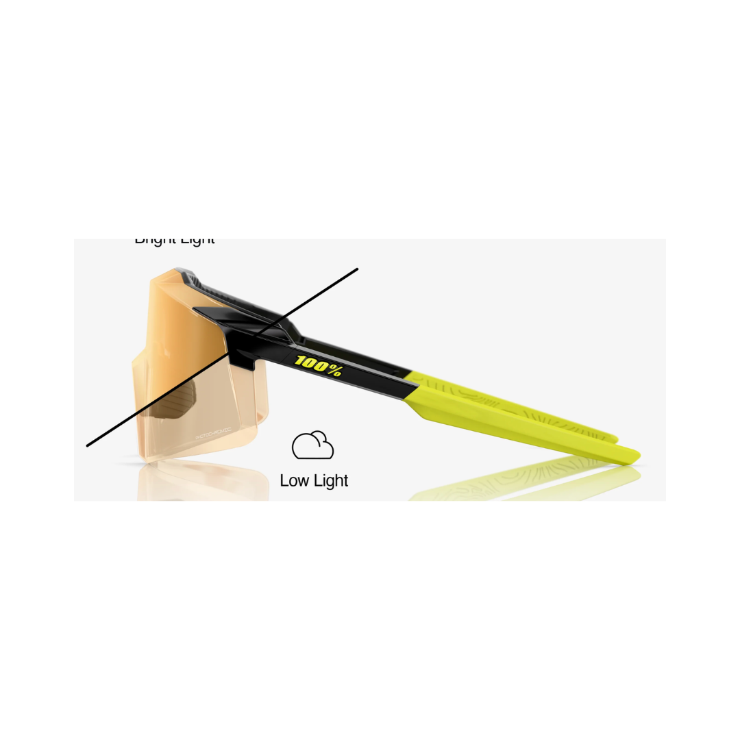 Gafas 100% Aerocraft Gloss Metallic Negra Lente Dorado Photochromic Espejo
