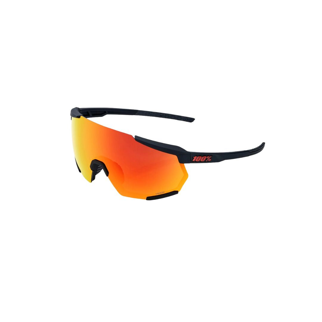 GAFAS 100% RACETRAP SOFT TACT NEGRA LENTE HIPER ROJO ESPEJO
