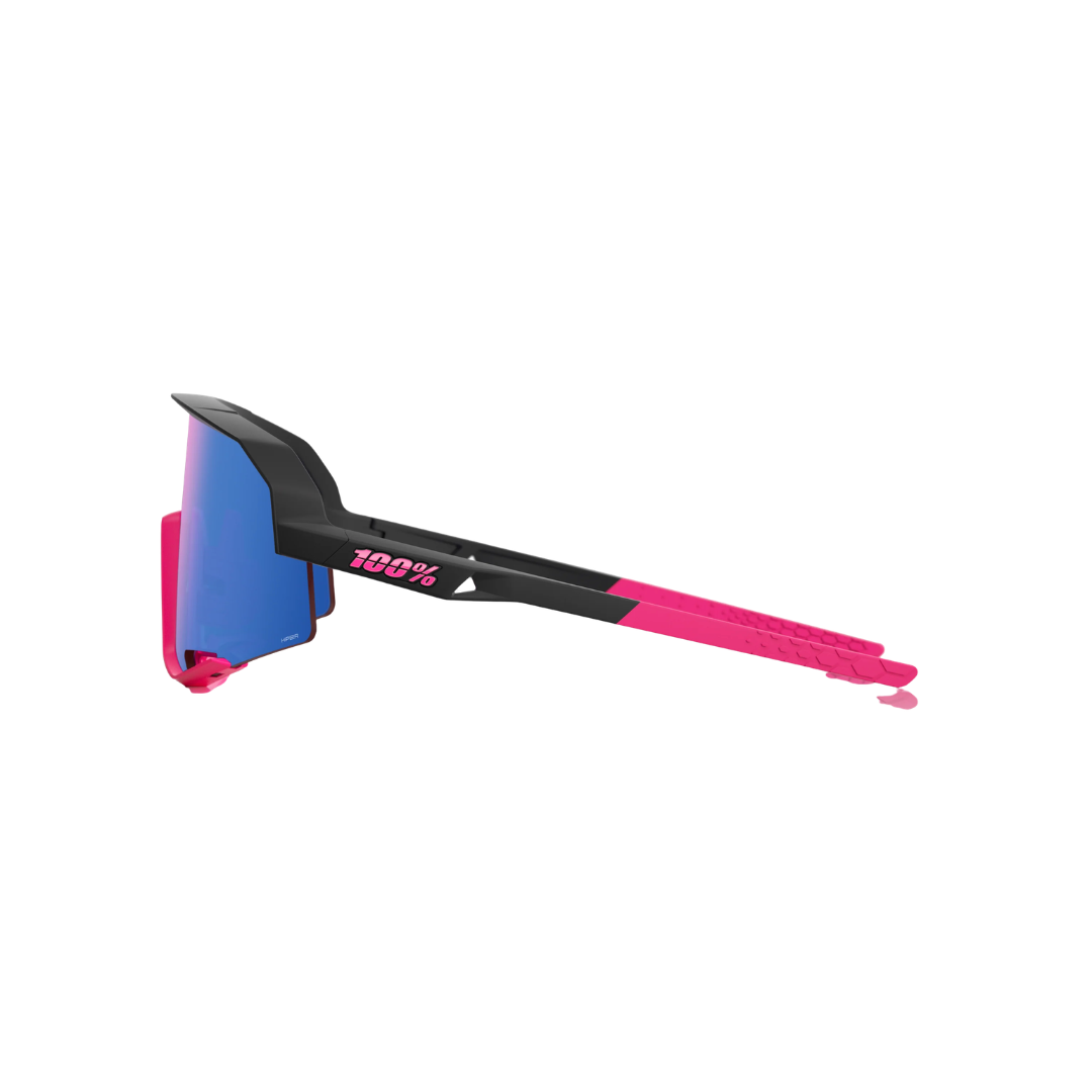 Gafas 100% Slendale Perfect Game Negro Mate/Rosa Lente Hiper Azul Espejo