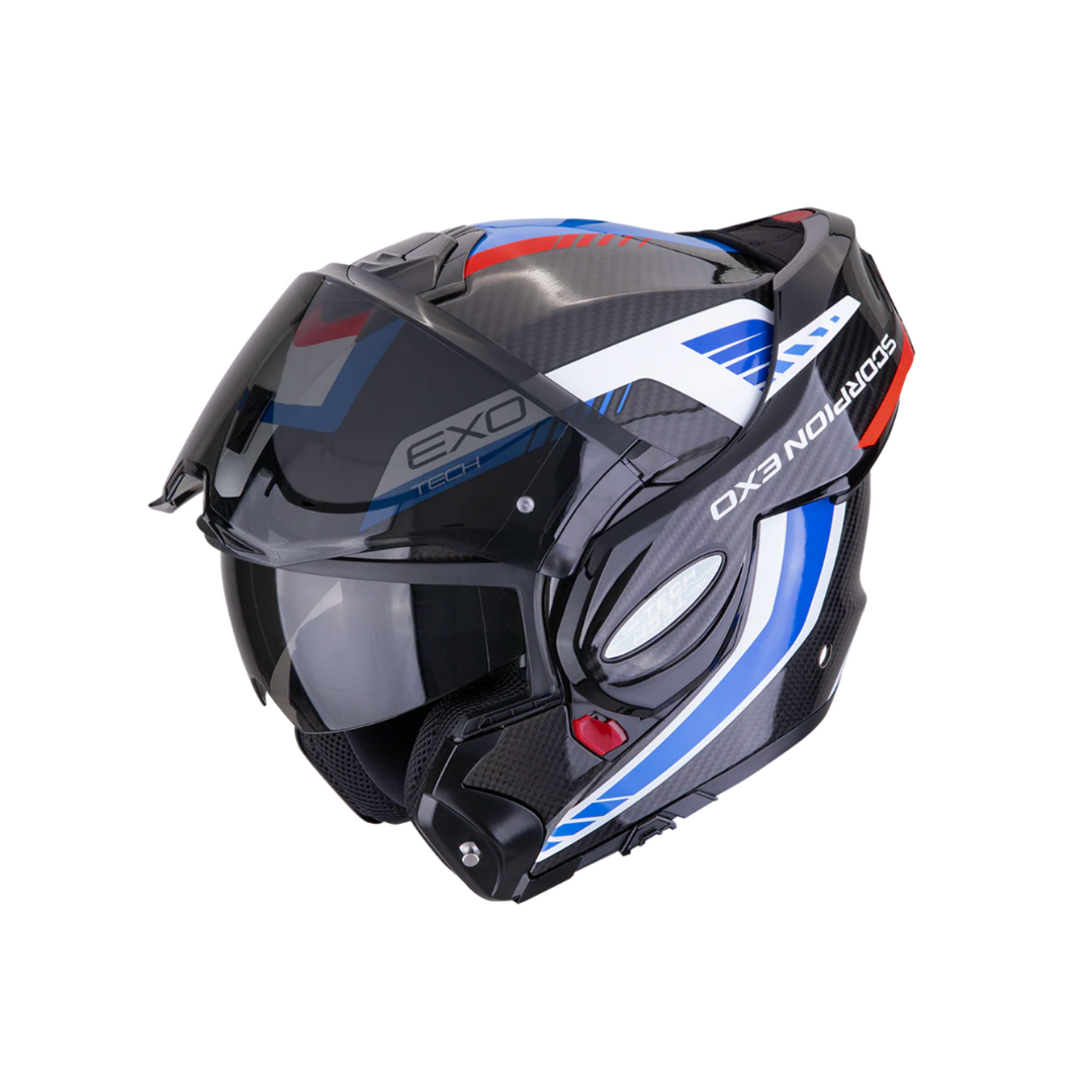 Casco Scorpion EXO-Tech Evo Carbon Cossy Negro/Azul/Rojo
