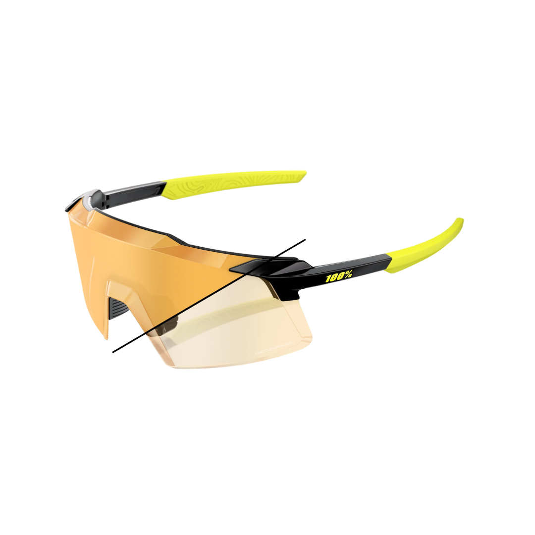 Gafas 100% Aerocraft Gloss Metallic Negra Lente Dorado Photochromic Espejo