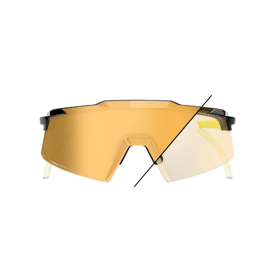 Gafas 100% Aerocraft Gloss Metallic Negra Lente Dorado Photochromic Espejo