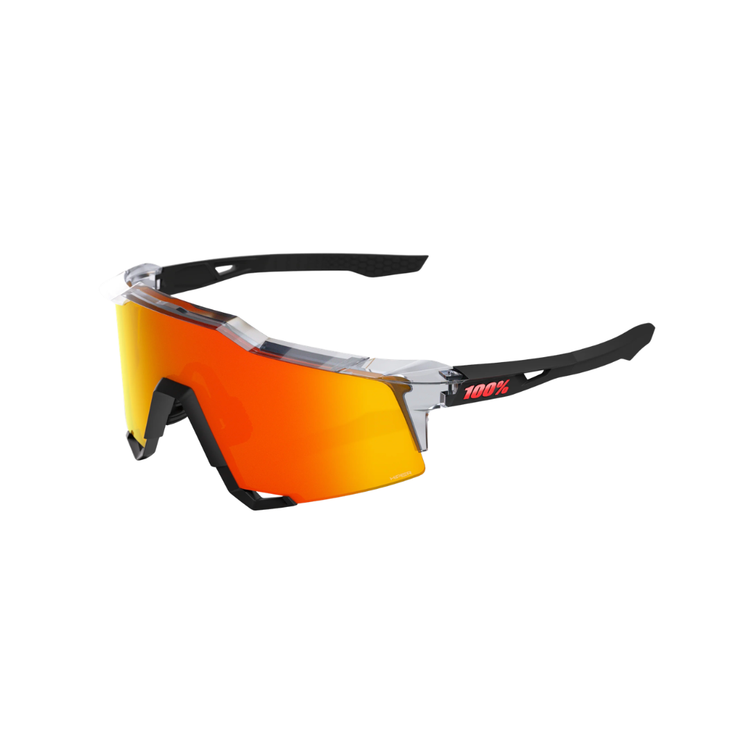 Gafas 100% Speedcraft Polished Traslucido Gris/Negro Mate Lente Hiper Rojo Espejo