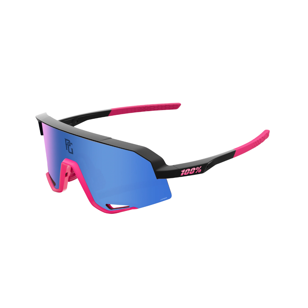 Gafas 100% Slendale Perfect Game Negro Mate/Rosa Lente Hiper Azul Espejo