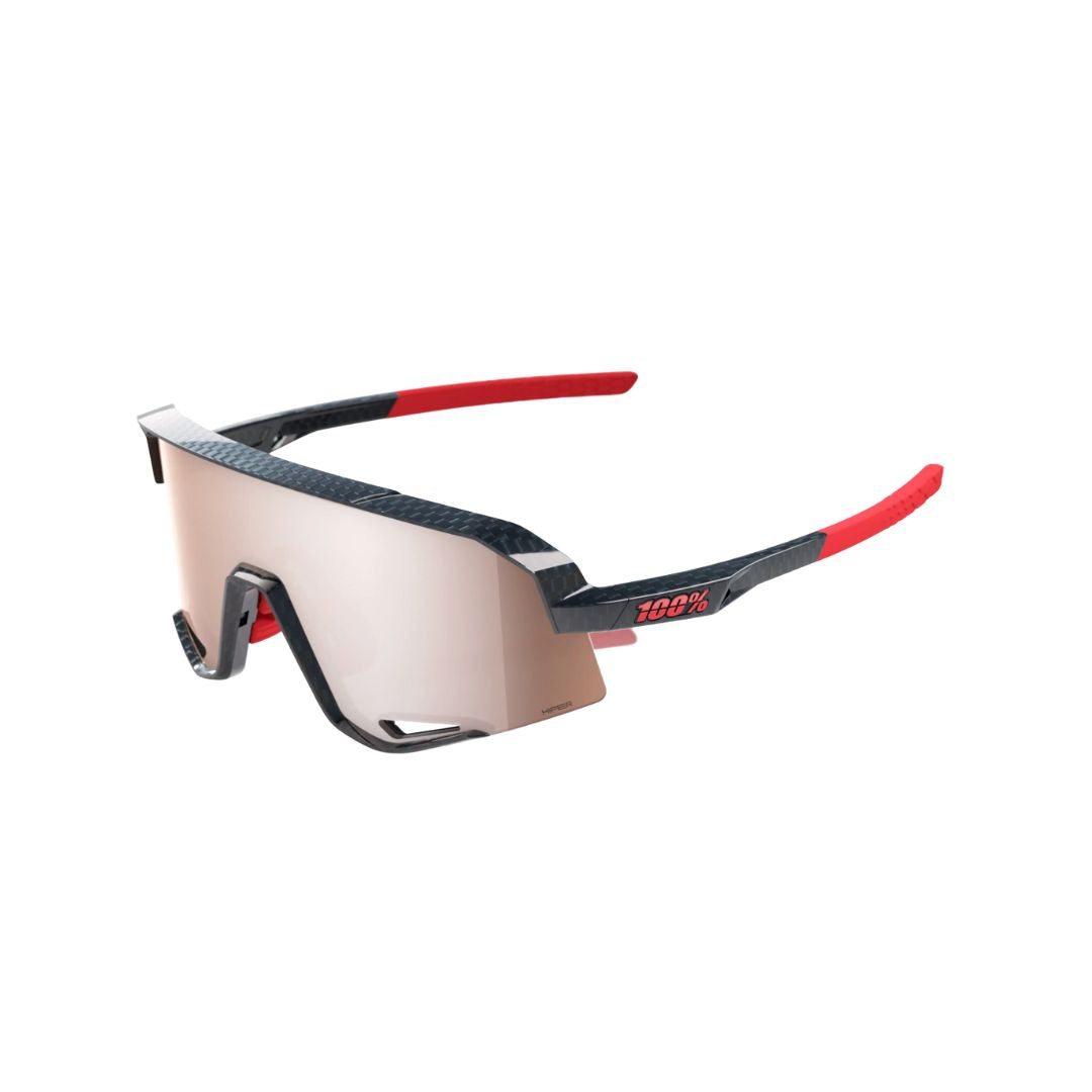 Gafas 100% Slendale Carbon Fiber Brillante Lente Hiper Crimson Silver Espejo