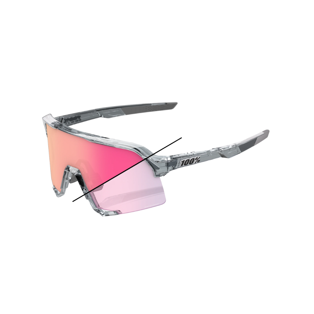 Gafas S3 Gris translúcido pulido Lente fotocromática con efecto espejo en oro rosa