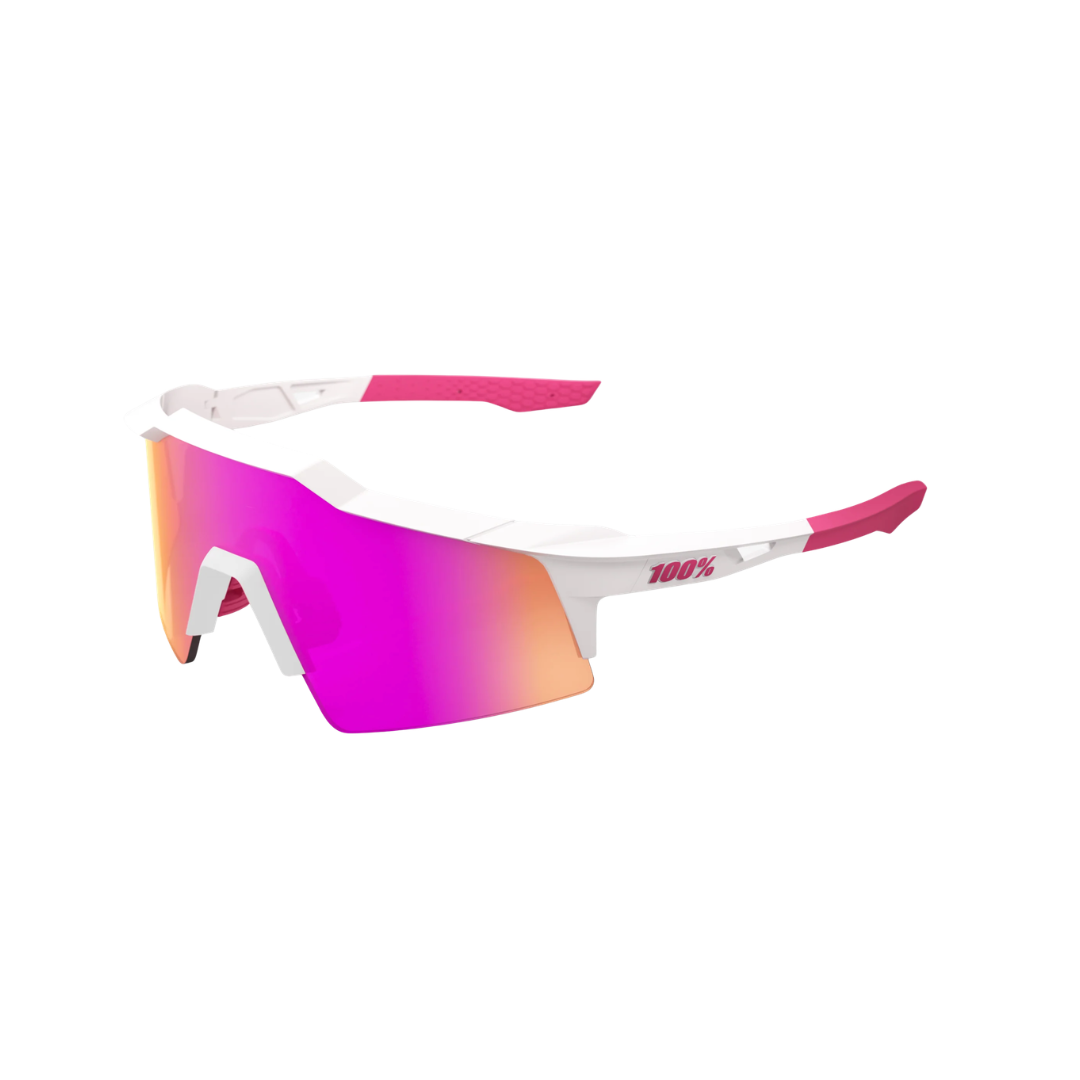 Gafas 100% Speedcraft Blanco/Rosa Mate Lente Hiper Vital Pink Espejo