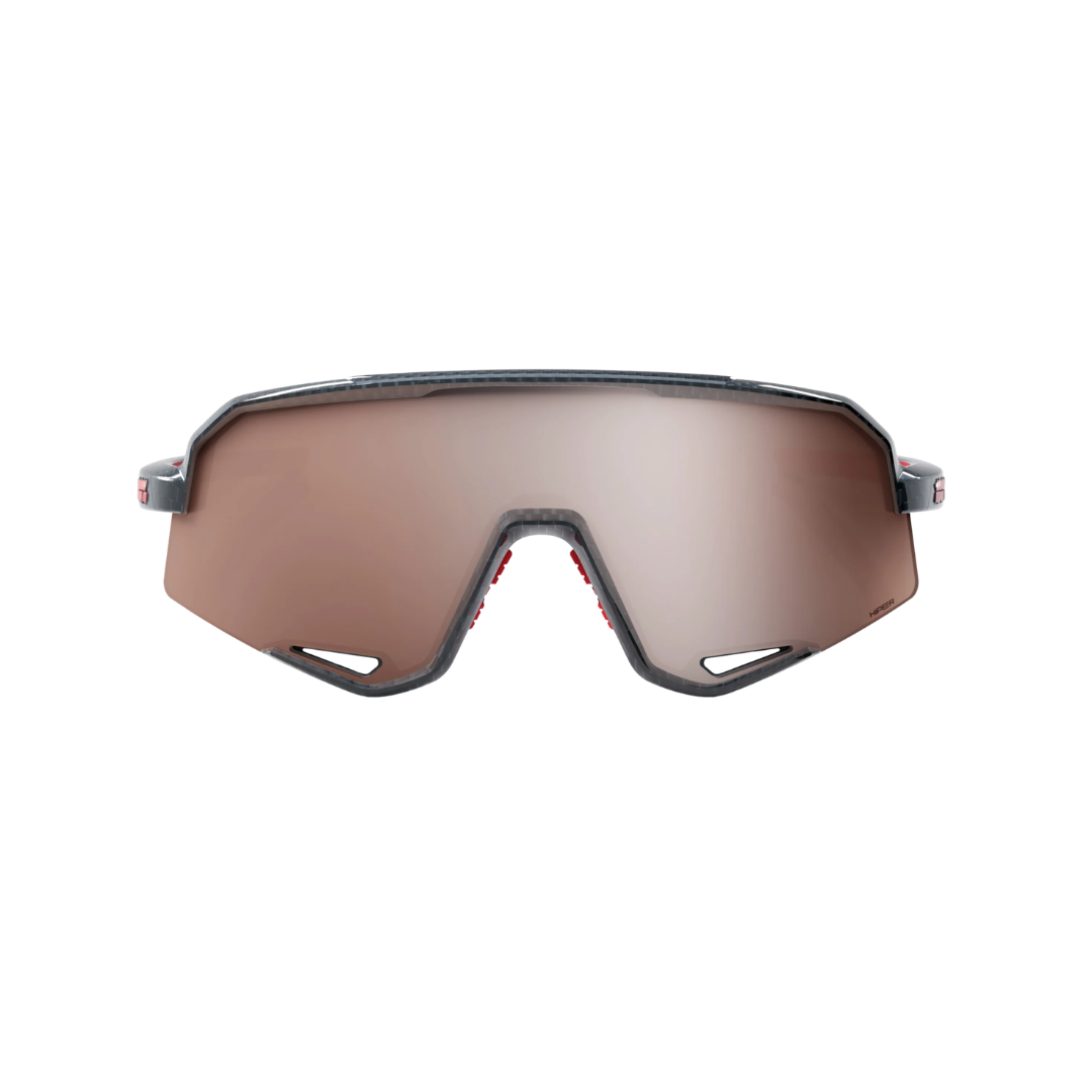 Gafas 100% Slendale Carbon Fiber Brillante Lente Hiper Crimson Silver Espejo